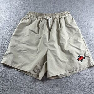 Romwe Shorts Mens XL Tan Ivory‎ Beige Rose Embroidered Poly Elastic Minimalist